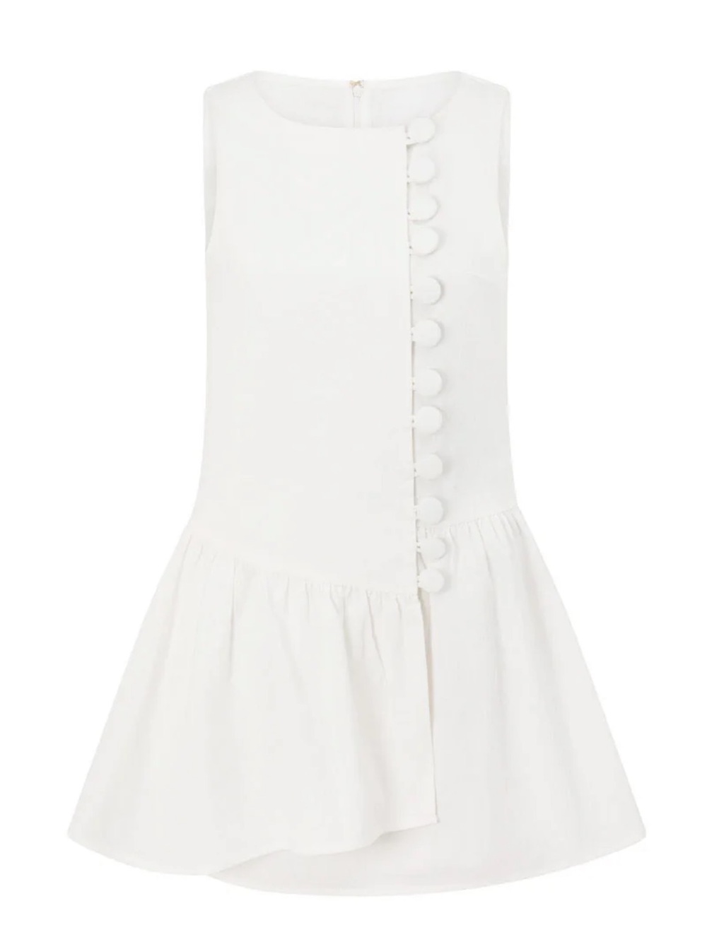 SABO Alfresco Sleeveless White Mini Dress with Front Button Detail